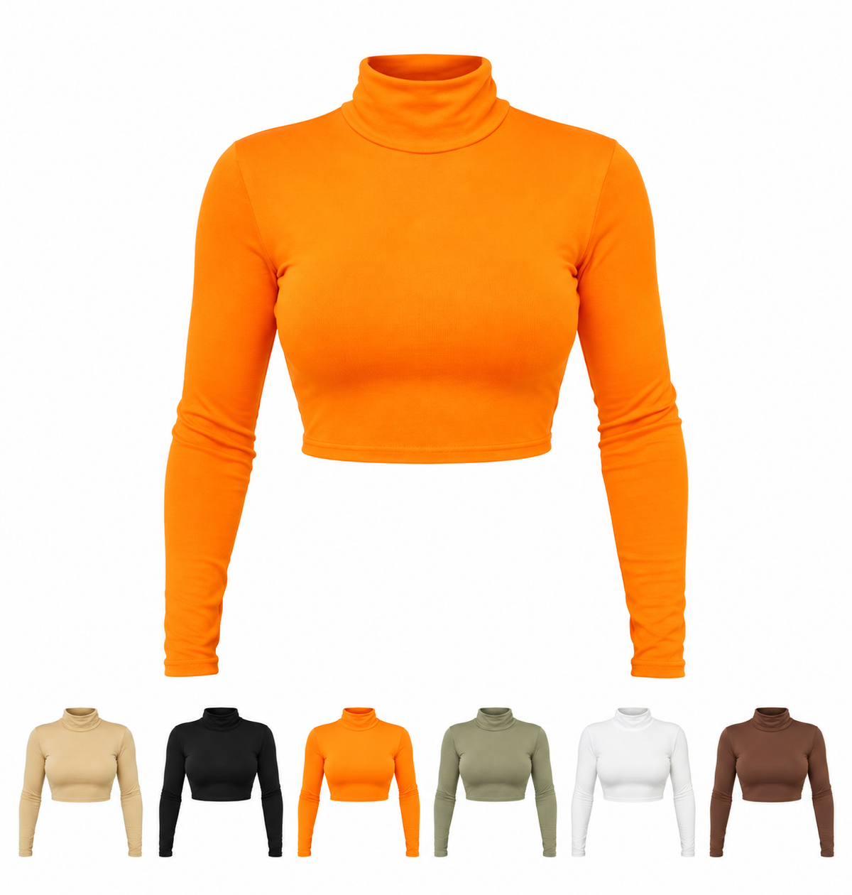 Long Sleeve Crop Top Turtle Neck