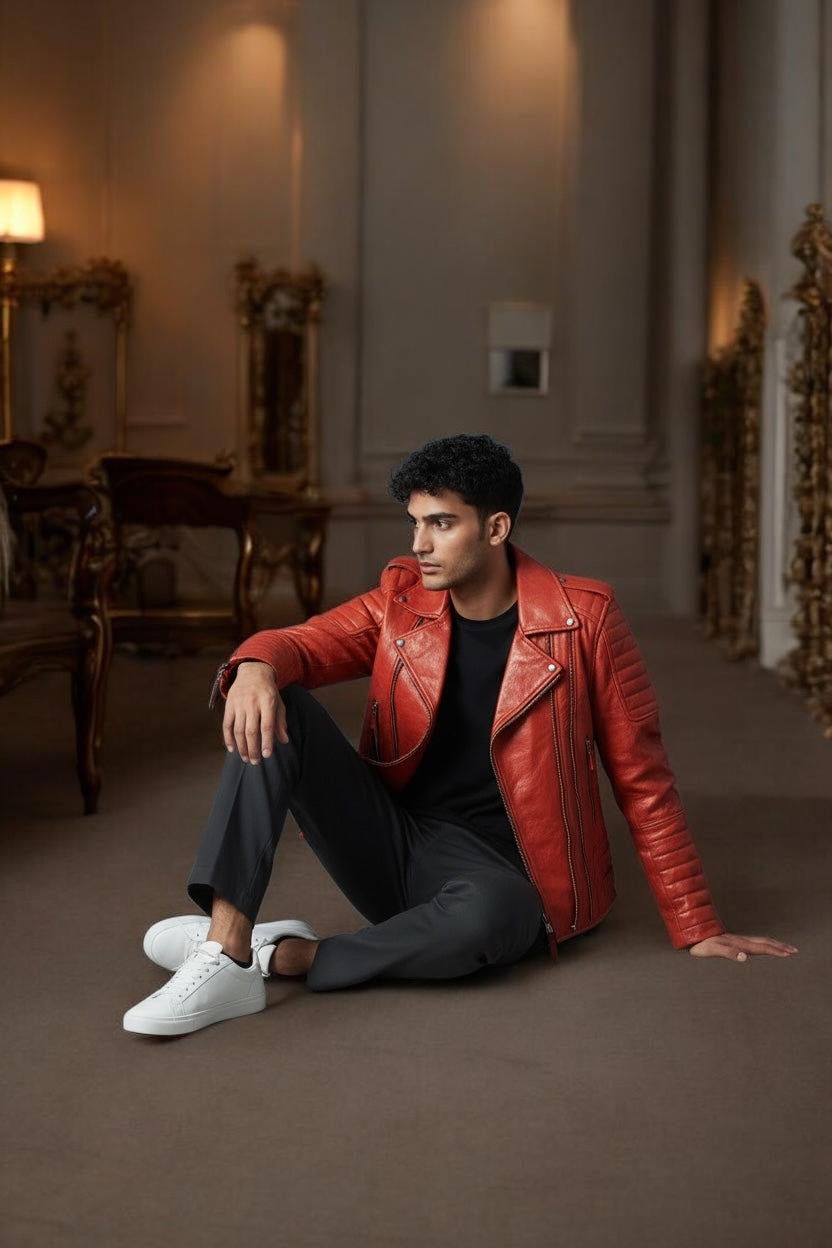 Men's Leather Biker Jacket:'Chosen One'