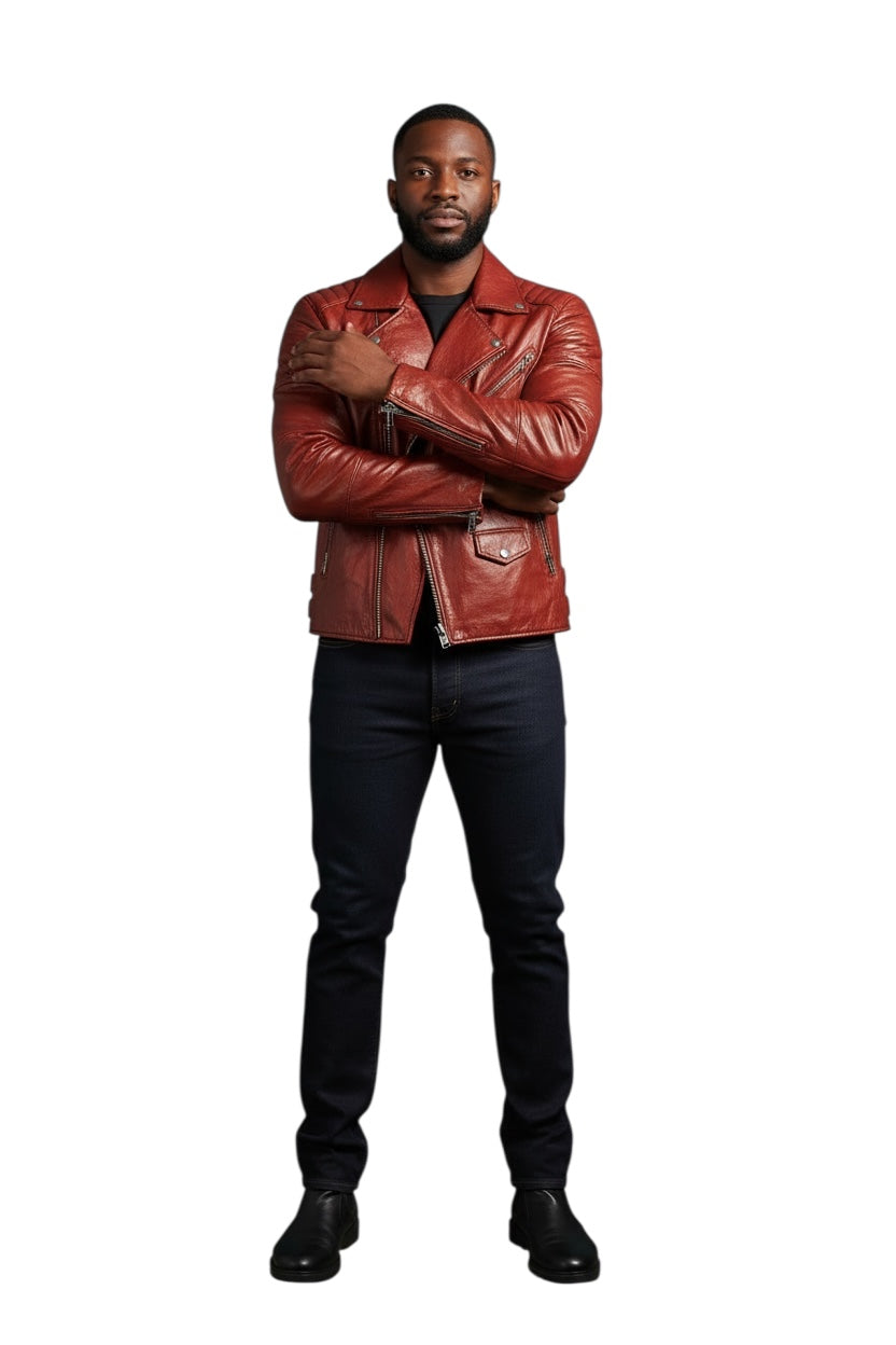 Men's Leather Biker Jacket:'Chosen One'