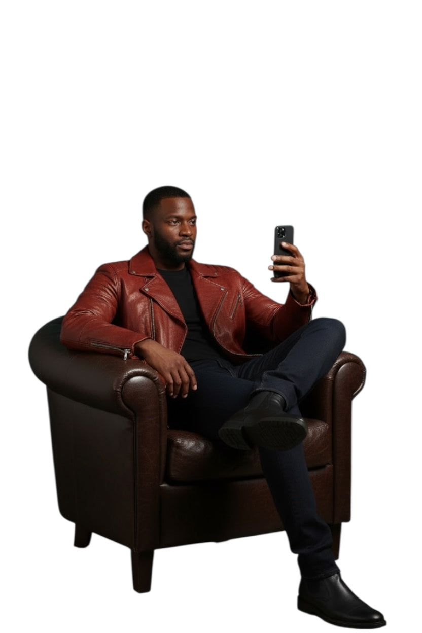 Men's Leather Biker Jacket:'Chosen One'